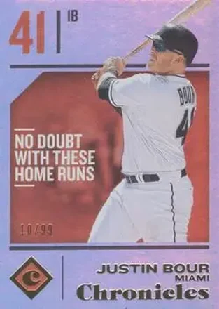 2018 Panini Chronicles - Holo Gold #5 - Justin Bour - Miami Marlins