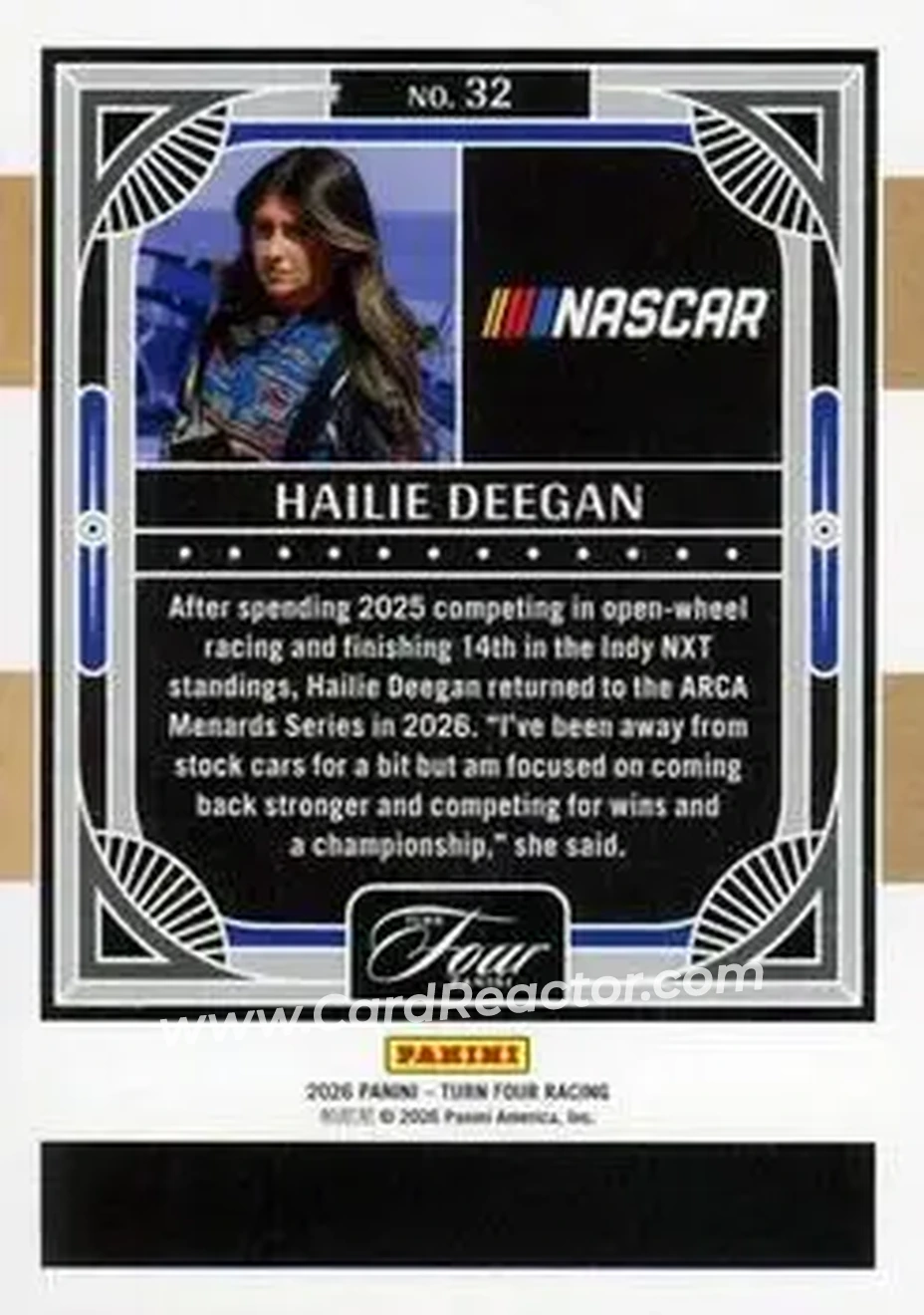 2026 Panini Turn Four - Red #32 - Hailie Deegan - Bill McAnally Racing - Back