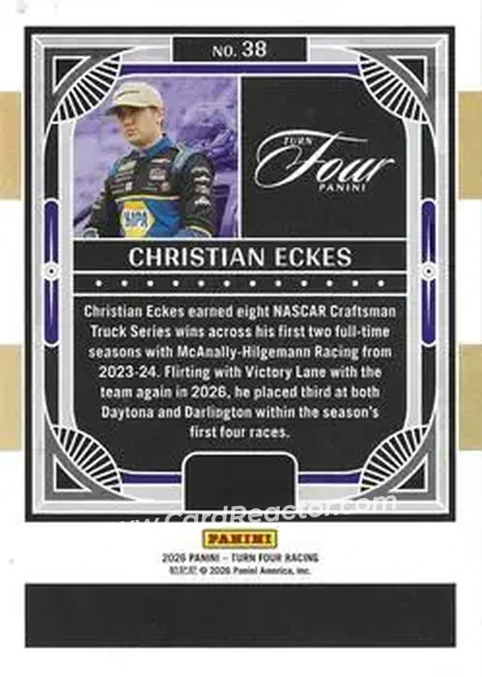 2026 Panini Turn Four - Red #38 - Christian Eckes - McAnally-Hilgemann Racing - Back