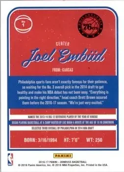 Back of Joel Embiid