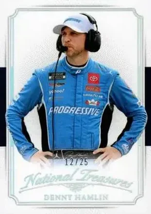 2025 Panini National Treasures - 2016 Throwback Holo Silver #22 - Denny Hamlin - Joe Gibbs Racing