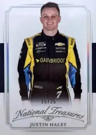 2025 Panini National Treasures - 2016 Throwback Holo Silver #29 - Justin Haley - Spire Motorsports