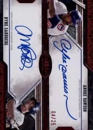 2025 Topps Tier One - Dual Autographs Red #DA-DS - Andre Dawson - Ryne Sandberg AU, SN25 - Chicago Cubs - Chicago Cubs