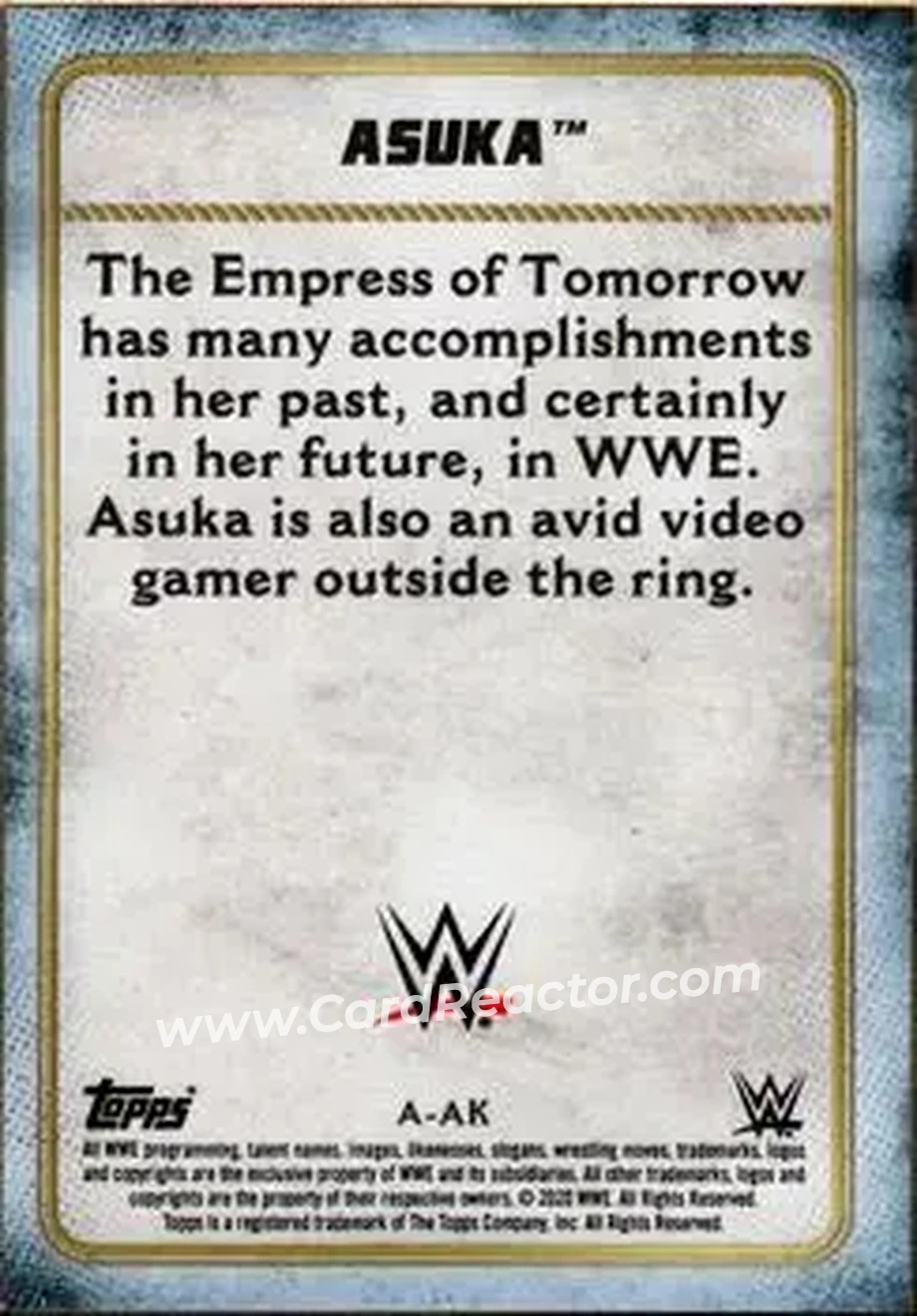 2020 Topps WWE Transcendent - Roster Autographs Green #A-AK - Asuka - Back