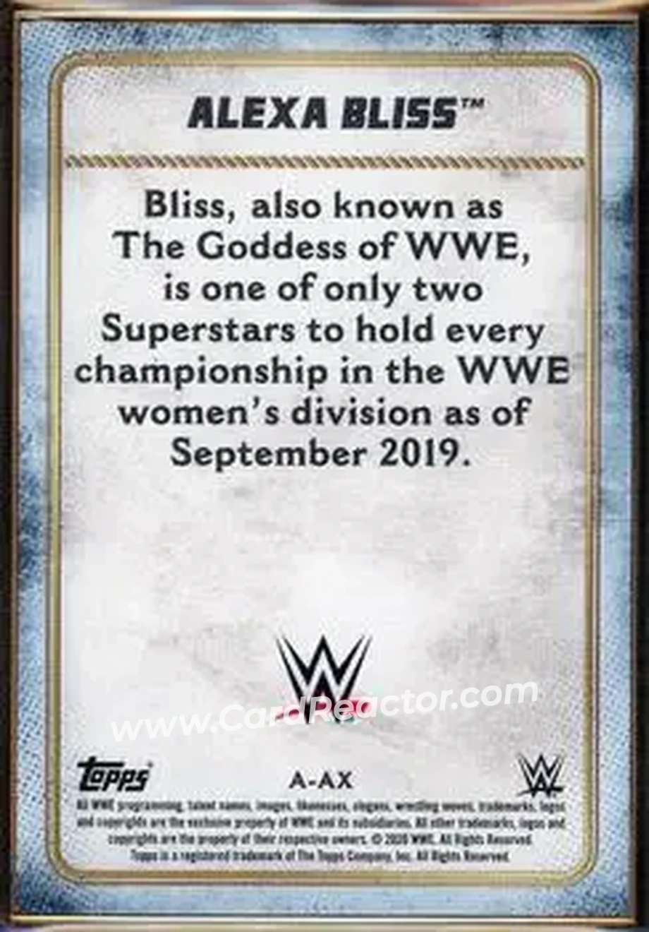 2020 Topps WWE Transcendent - Roster Autographs Purple #A-AX - Alexa Bliss - Back