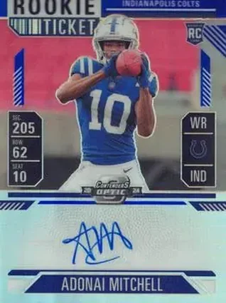 2024 Panini Contenders Optic - Blue #108 - Adonai Mitchell - Indianapolis Colts