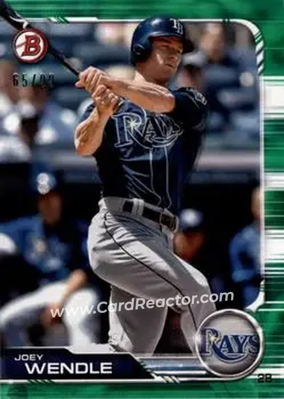 2019 Bowman - Green #3 - Joey Wendle - Tampa Bay Rays - Front