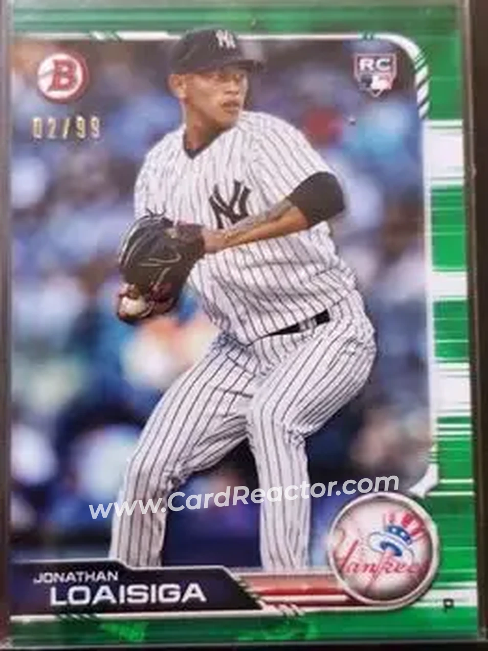 2019 Bowman - Green #7 - Jonathan Loaisiga - New York Yankees - Front