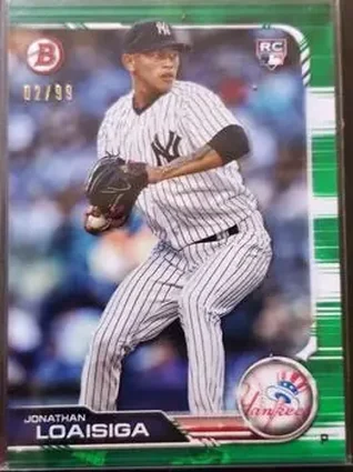 2019 Bowman - Green #7 - Jonathan Loaisiga - New York Yankees