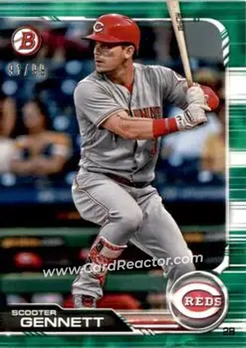 2019 Bowman - Green #8 - Scooter Gennett - Cincinnati Reds - Front 2019 Bowman - Green #8 - Scooter Gennett - Cincinnati Reds - Front