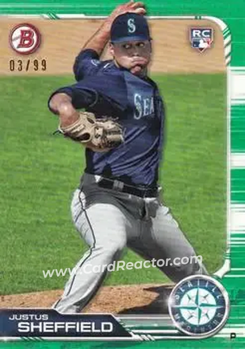 2019 Bowman - Green #12 - Justus Sheffield - Seattle Mariners - Front
