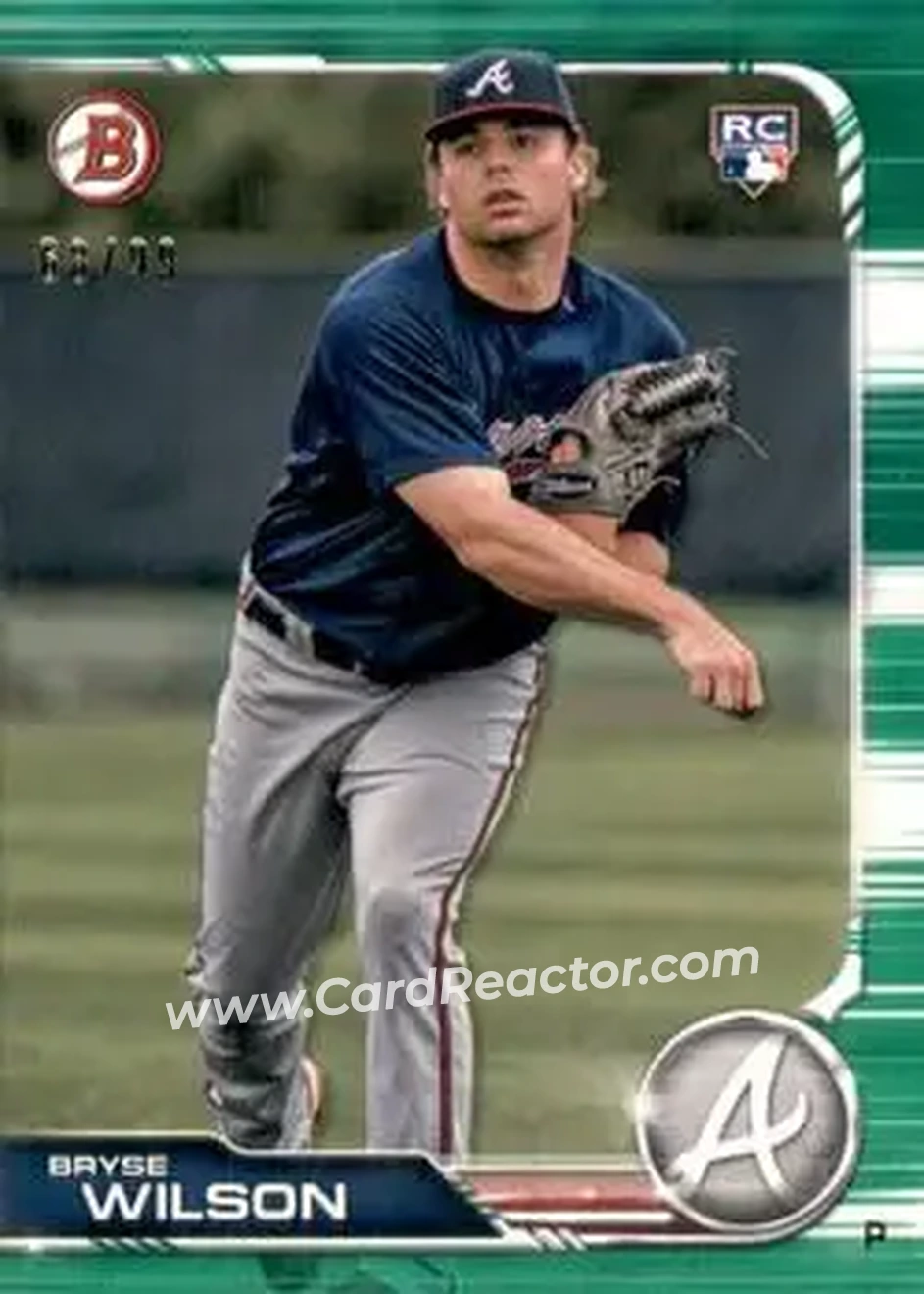 2019 Bowman - Green #20 - Bryse Wilson - Atlanta Braves - Front 2019 Bowman - Green #20 - Bryse Wilson - Atlanta Braves - Front