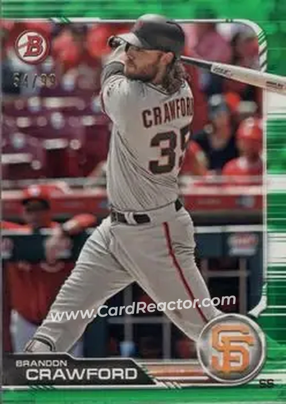 2019 Bowman - Green #57 - Brandon Crawford - San Francisco Giants - Front 2019 Bowman - Green #57 - Brandon Crawford - San Francisco Giants - Front