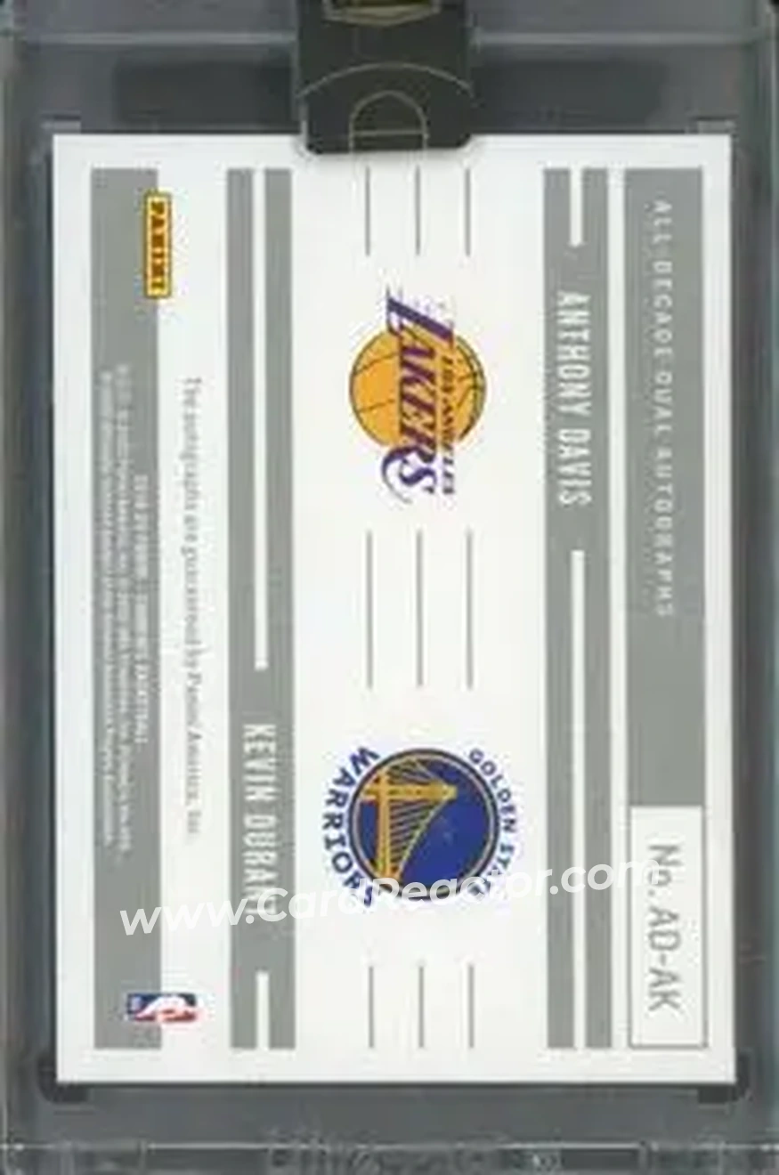 2019-20 Panini Eminence - All-Decade Dual Autographs #AD-AK - Anthony Davis - Kevin Durant AU, SN5 - Los Angeles Lakers - Golden State Warriors - Back