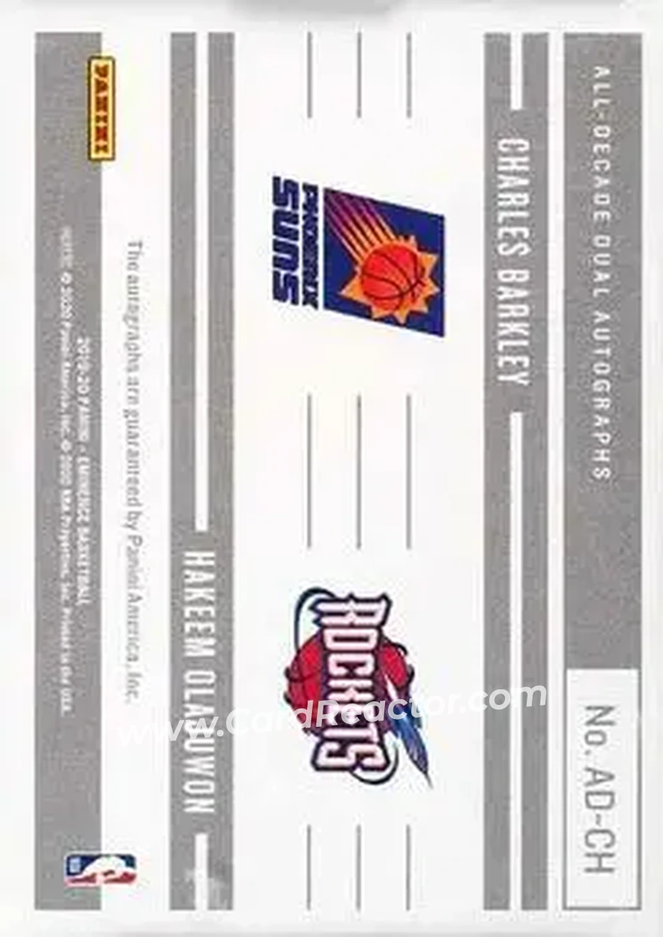 2019-20 Panini Eminence - All-Decade Dual Autographs Platinum #AD-CH - Charles Barkley - Hakeem Olajuwon AU, SN1 - Houston Rockets - Phoenix Suns - Back
