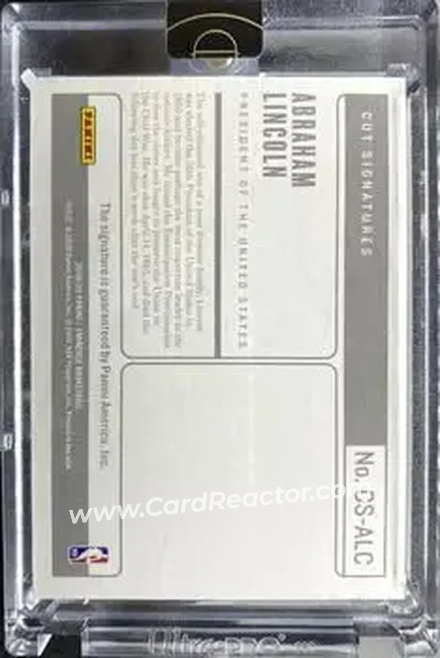 2019-20 Panini Eminence - Cut Signatures #CS-ALC - Abraham Lincoln - Back 2019-20 Panini Eminence - Cut Signatures #CS-ALC - Abraham Lincoln - Back