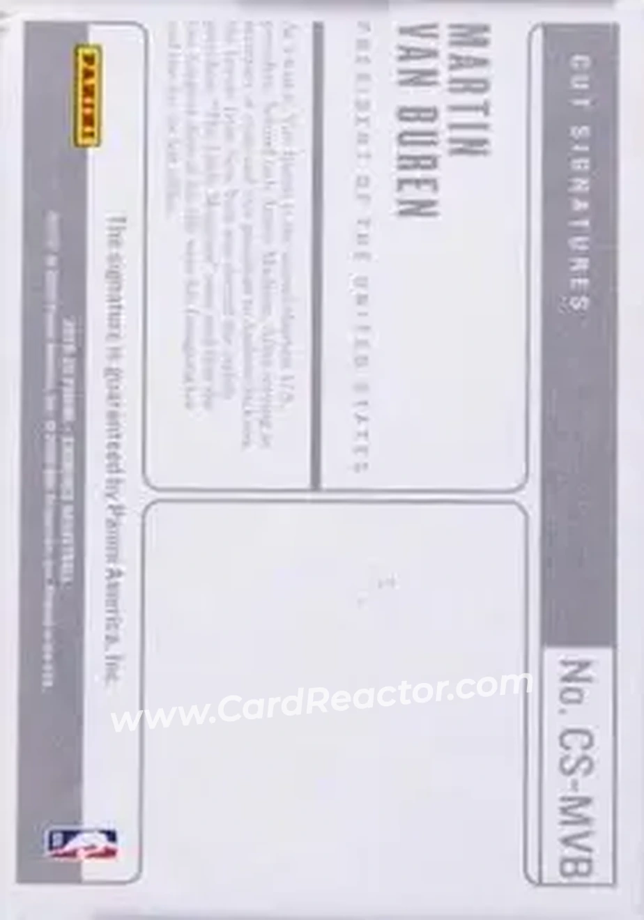 2019-20 Panini Eminence - Cut Signatures #CS-MVB - Martin Van Buren - Back 2019-20 Panini Eminence - Cut Signatures #CS-MVB - Martin Van Buren - Back