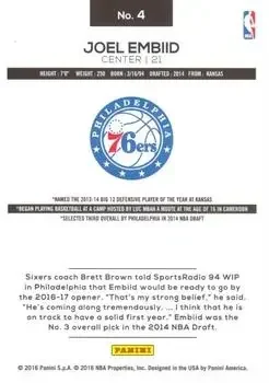 Back of Joel Embiid