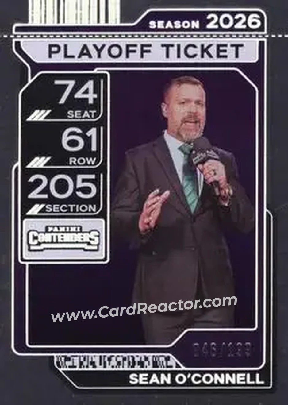 2026 Panini Contenders PFL - Playoff Ticket #9 - Sean O'Connell - Front 2026 Panini Contenders PFL - Playoff Ticket #9 - Sean O'Connell - Front