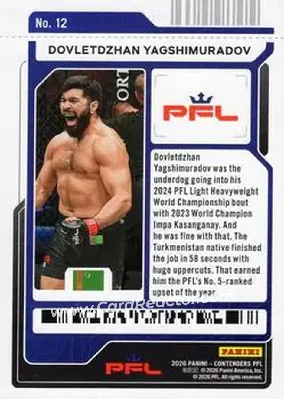 2026 Panini Contenders PFL - Playoff Ticket #12 - Dovletdzhan Yagshimuradov - Back