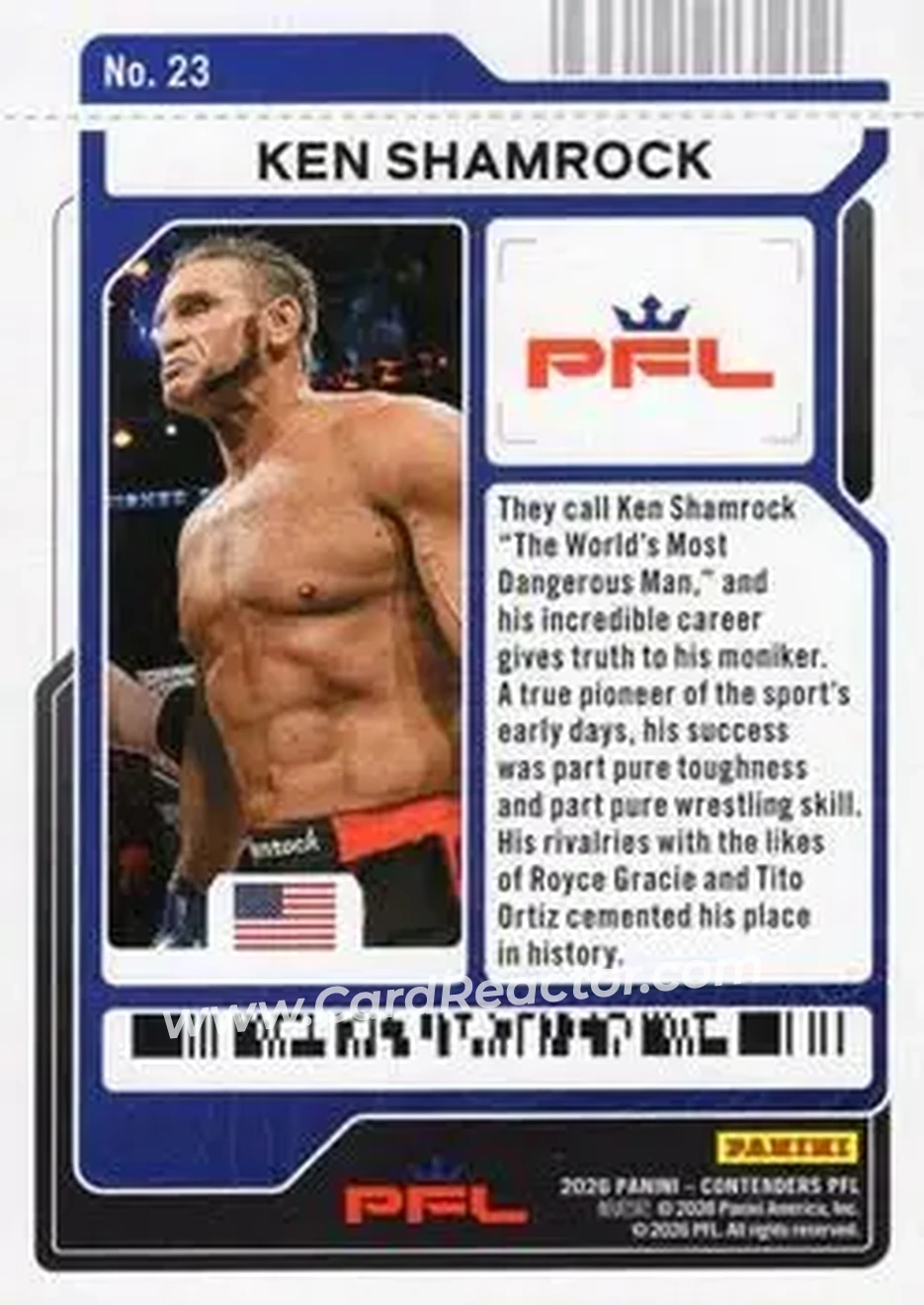 2026 Panini Contenders PFL - Playoff Ticket #23 - Ken Shamrock - Back