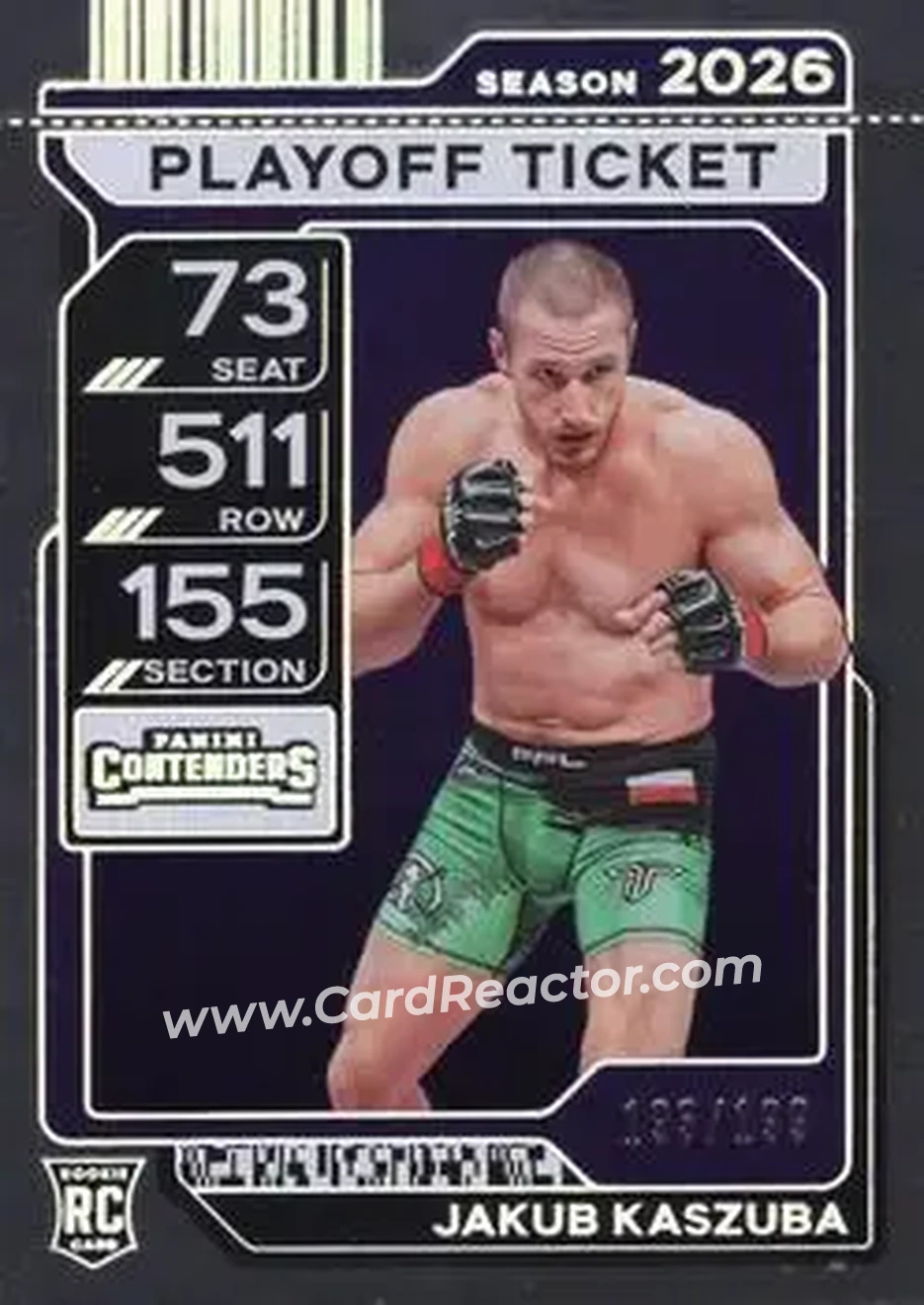 2026 Panini Contenders PFL - Playoff Ticket #24 - Jakub Kaszuba - Front 2026 Panini Contenders PFL - Playoff Ticket #24 - Jakub Kaszuba - Front
