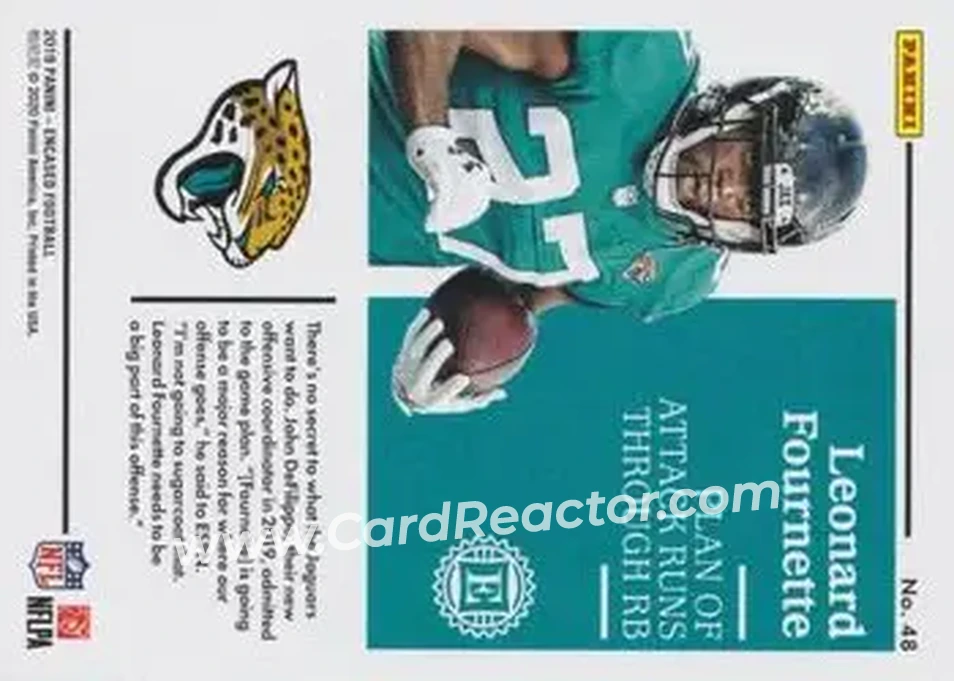 2019 Panini Encased - Emerald #48 - Leonard Fournette - Jacksonville Jaguars - Back