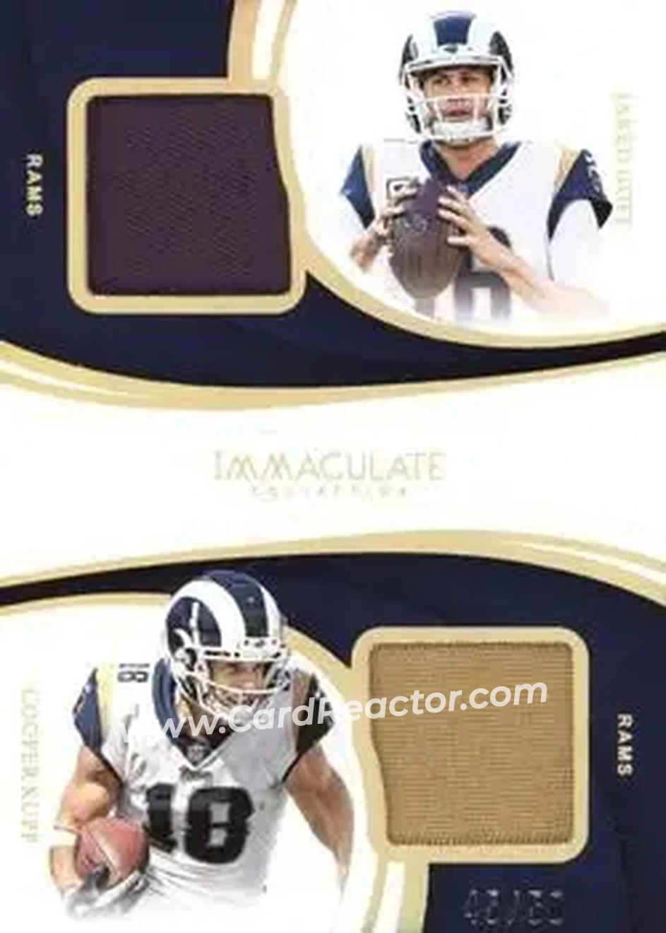 2019 Panini Immaculate Collection - Immaculate Dual Jersey Combos #DJC-18 - Cooper Kupp - Jared Goff MEM, SN50 - Los Angeles Rams - Los Angeles Rams - Front