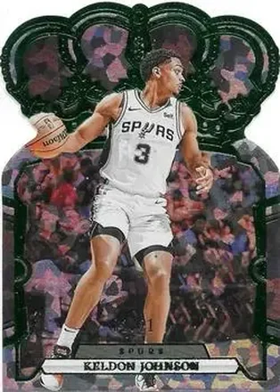 2023-24 Panini Crown Royale - Crystal FOTL Green #68 - Keldon Johnson - San Antonio Spurs