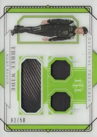 2021 Panini National Treasures - Three Wide #TW-KB - Kurt Busch - Chip Ganassi Racing