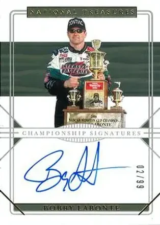 2020 Panini National Treasures - Championship Signatures #CS-BL - Bobby Labonte - Joe Gibbs Racing