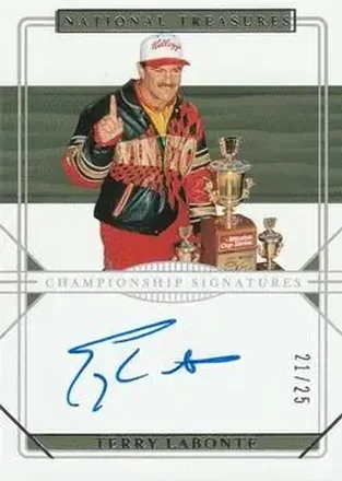 2020 Panini National Treasures - Championship Signatures Silver #CS-TL - Terry Labonte - Hendrick Motorsports