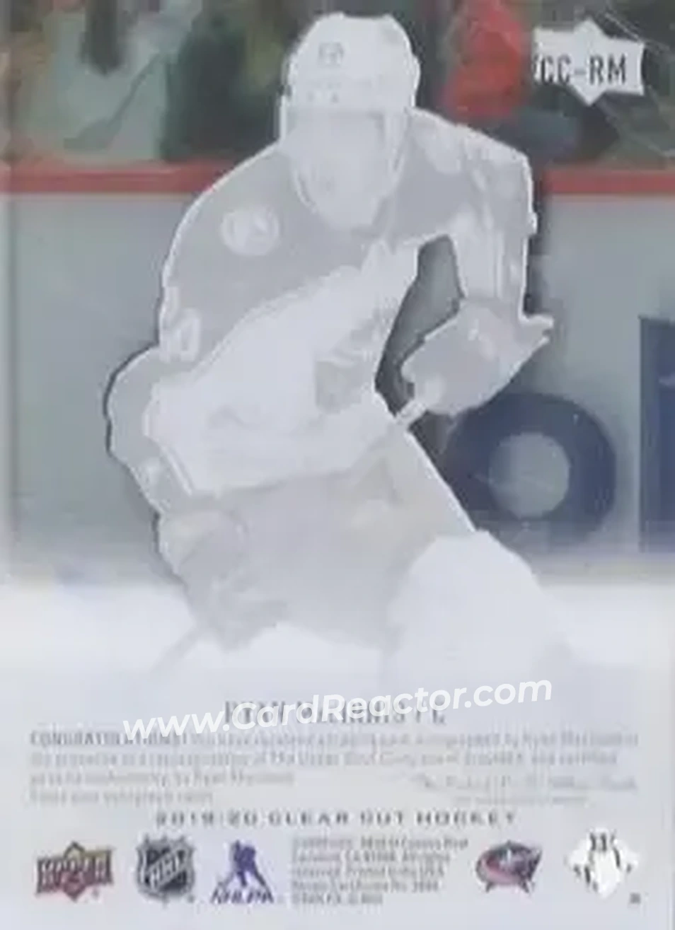 2019-20 Upper Deck Clear Cut #CC-RM - Ryan MacInnis - Columbus Blue Jackets - Back
