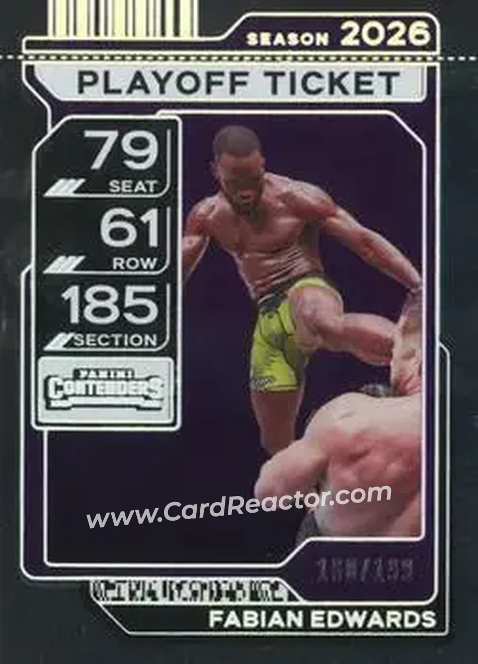 2026 Panini Contenders PFL - Playoff Ticket #32 - Fabian Edwards - Front 2026 Panini Contenders PFL - Playoff Ticket #32 - Fabian Edwards - Front