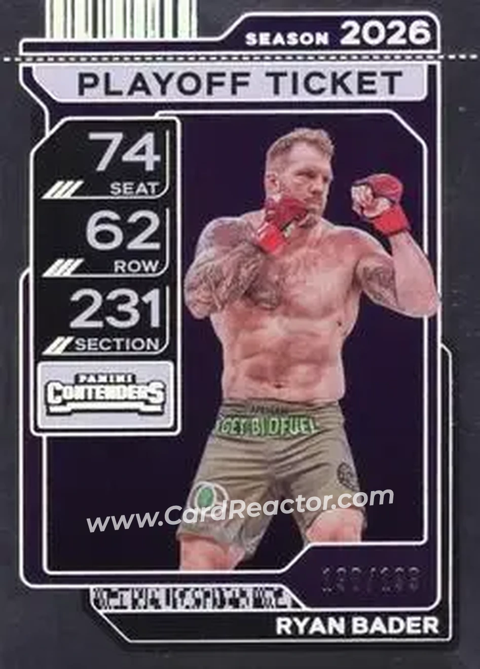 2026 Panini Contenders PFL - Playoff Ticket #51 - Ryan Bader - Front 2026 Panini Contenders PFL - Playoff Ticket #51 - Ryan Bader - Front