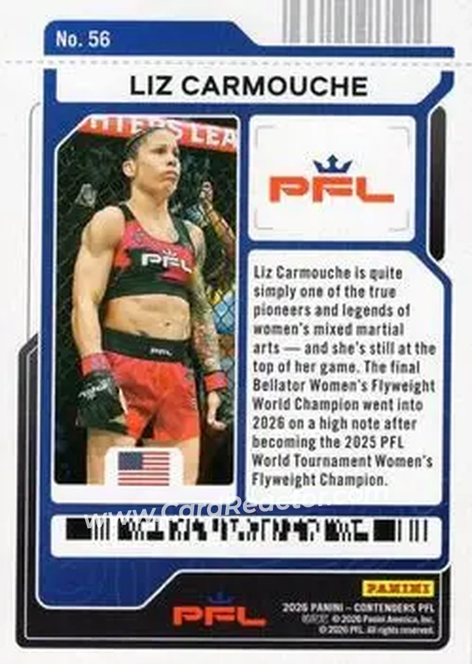 2026 Panini Contenders PFL - Playoff Ticket #56 - Liz Carmouche - Back