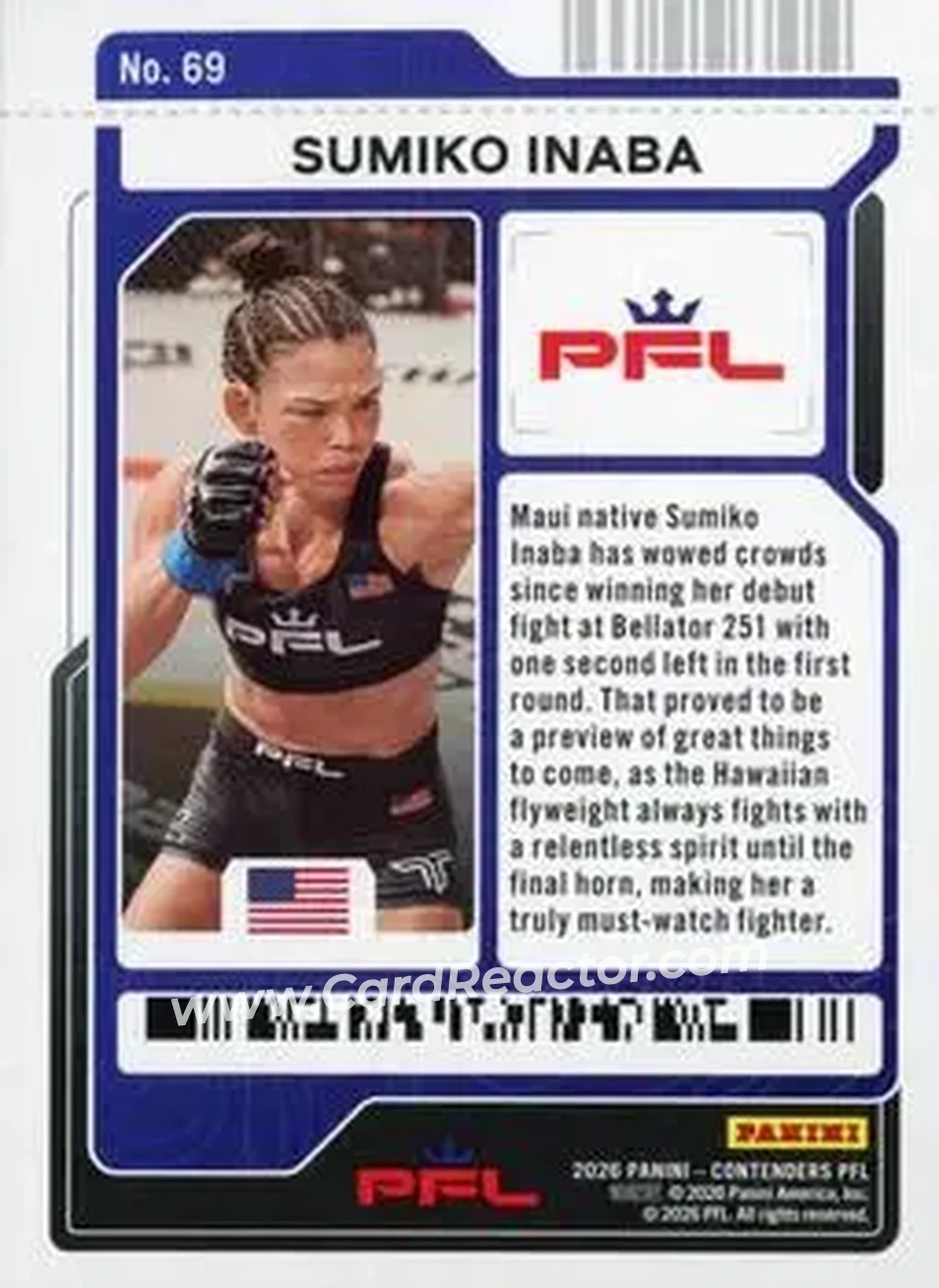2026 Panini Contenders PFL - Playoff Ticket #69 - Sumiko Inaba - Back