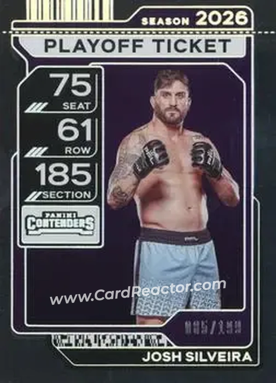 2026 Panini Contenders PFL - Playoff Ticket #94 - Josh Silveira - Front 2026 Panini Contenders PFL - Playoff Ticket #94 - Josh Silveira - Front