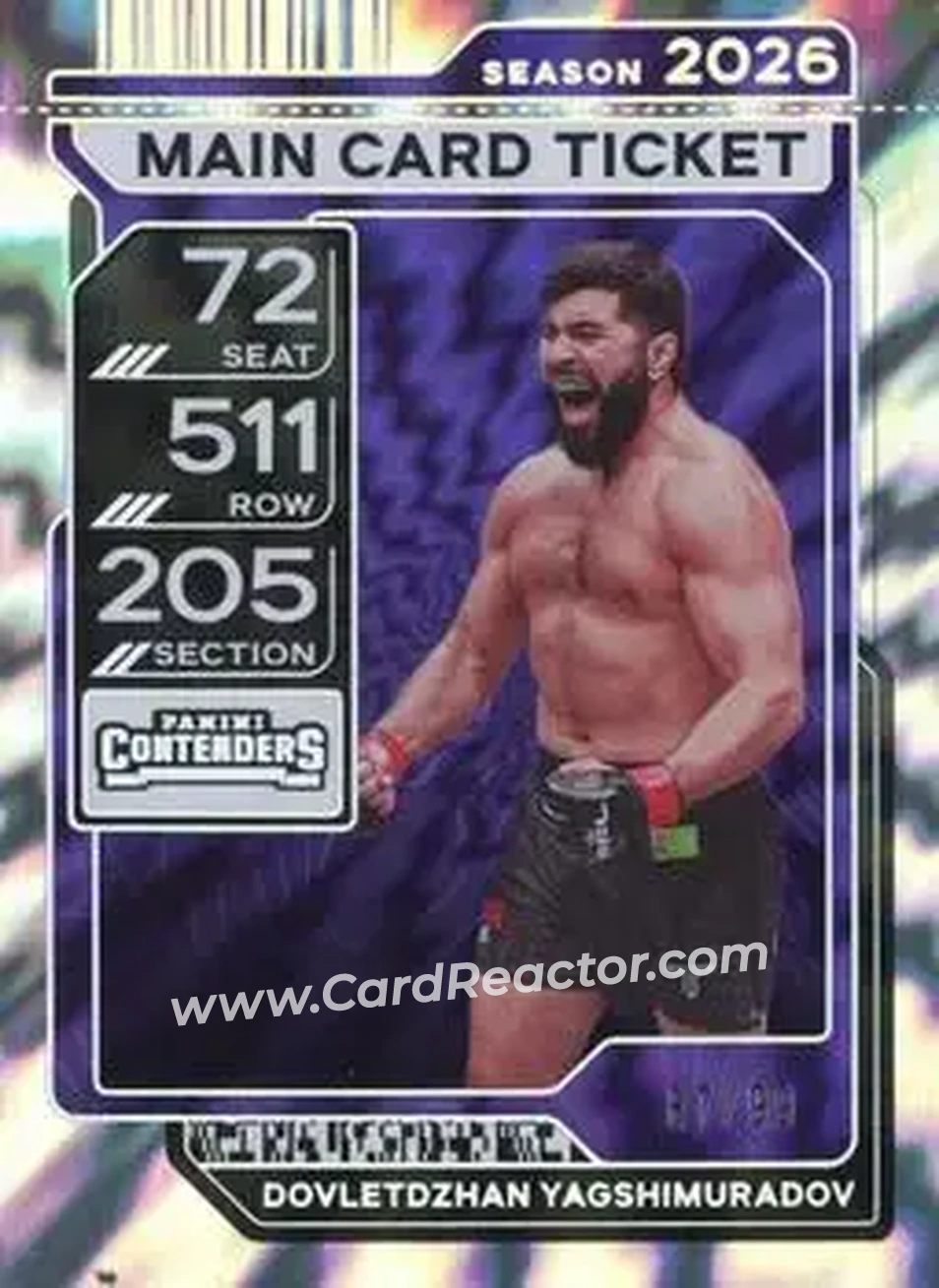 2026 Panini Contenders PFL - Main Card Ticket #12 - Dovletdzhan Yagshimuradov - Front 2026 Panini Contenders PFL - Main Card Ticket #12 - Dovletdzhan Yagshimuradov - Front
