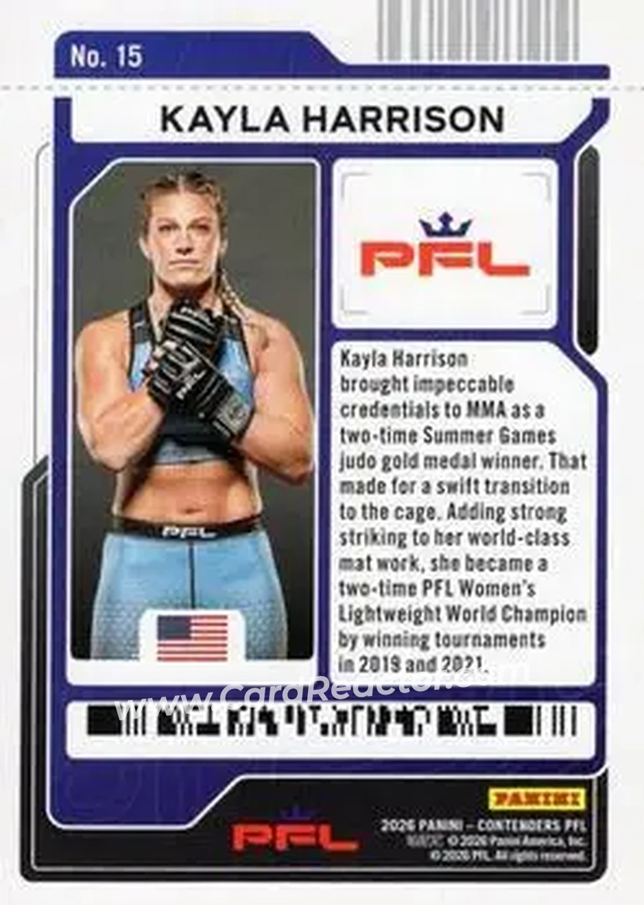 2026 Panini Contenders PFL - Main Card Ticket #15 - Kayla Harrison - Back