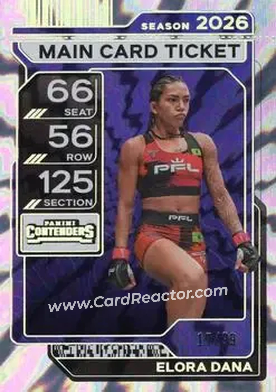 2026 Panini Contenders PFL - Main Card Ticket #22 - Elora Dana - Front