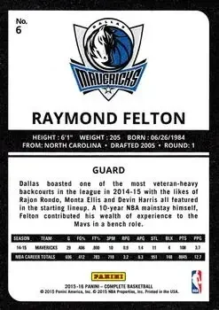 Back of Raymond Felton