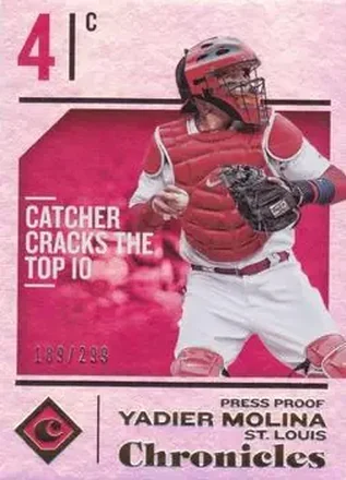 2018 Panini Chronicles - Press Proof #9 - Yadier Molina - St. Louis Cardinals
