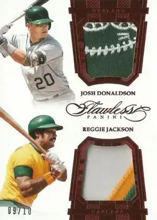 2017 Panini Flawless - Dual Memorabilia Ruby #DM-DJ - Josh Donaldson - Reggie Jackson MEM, SN10 - Oakland Athletics - Oakland Athletics