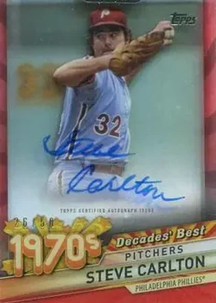 2020 Topps Clearly Authentic - Decades' Best Autographs Red #DBA-SC - Steve Carlton - Philadelphia Phillies