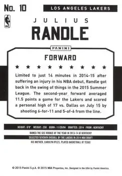 Back of Julius Randle