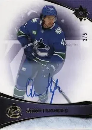 2022-23 Upper Deck Ultimate Collection - Autographs Purple #60 - Quinn Hughes - Vancouver Canucks