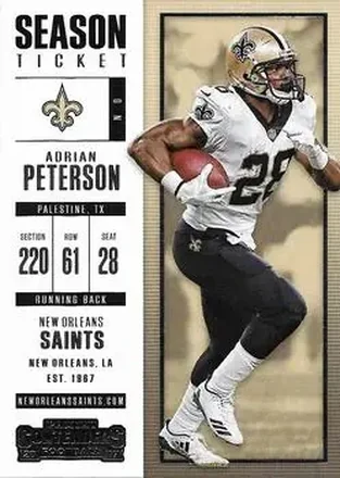 2017 Panini Contenders #8 - Adrian Peterson - New Orleans Saints