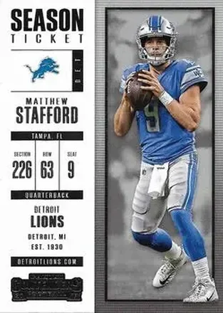 2017 Panini Contenders #28 - Matthew Stafford - Detroit Lions