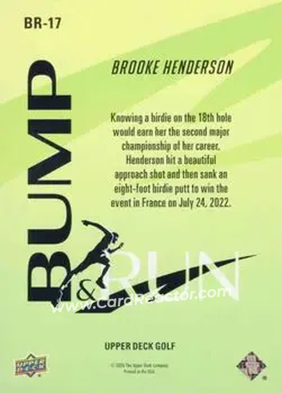 2026 Upper Deck - Bump and Run #BR-17 - Brooke Henderson - Back 2026 Upper Deck - Bump and Run #BR-17 - Brooke Henderson - Back